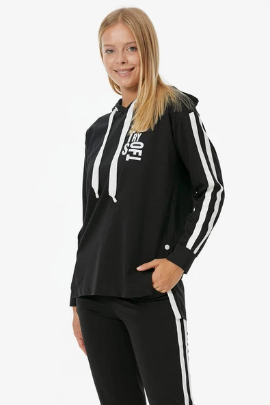 Oversize Kapüşonlu Eşofman Takım - Siyah - Resim 2