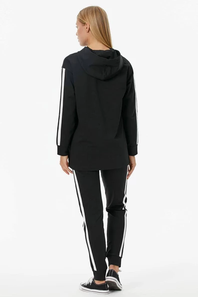 Oversize Kapüşonlu Eşofman Takım - Siyah - Resim 4