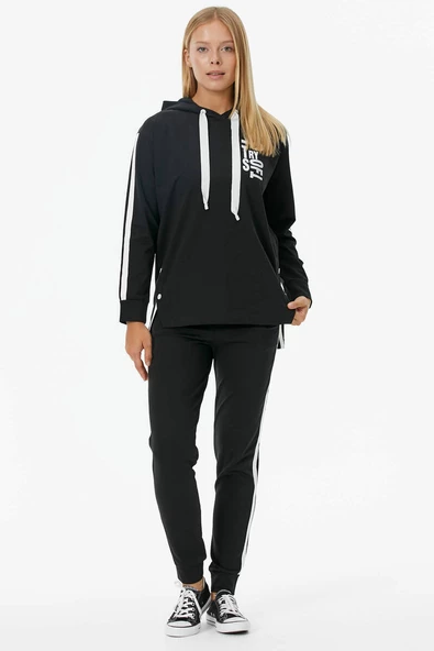 Oversize Kapüşonlu Eşofman Takım - Siyah ürün görseli