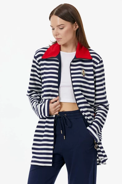 Çizgili Marine Eşofman Takım - Lacivert - Resim 4