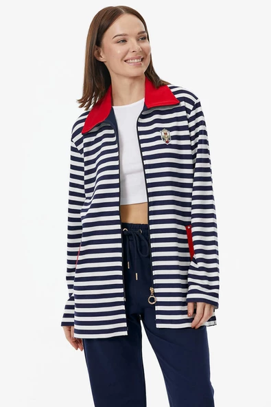 Çizgili Marine Eşofman Takım - Lacivert - Resim 5