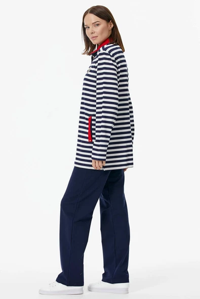 Çizgili Marine Eşofman Takım - Lacivert - Resim 6