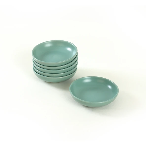Keramika Mat Açık Yeşil Halka Çerezlik/Sosluk 13 Cm 6 Adet - 3