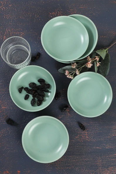 Keramika Mat Açık Yeşil Halka Çerezlik/Sosluk 13 Cm 6 Adet - 2