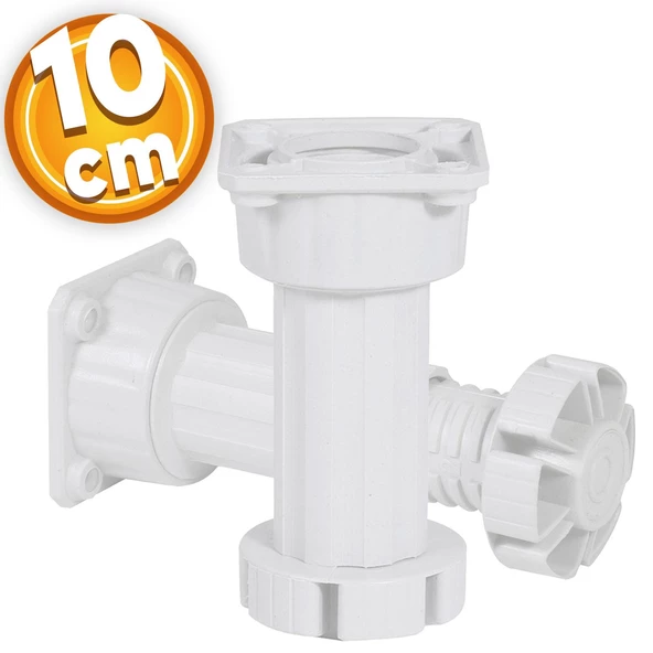 Ayarlanabilir Dolap Mobilya Tezgah Puf Yükseltici Yükseltme Ayağı 10 Cm Beyaz Ayakları