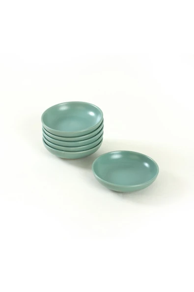 Keramika Mat Açık Yeşil Halka Çerezlik/Sosluk 13 Cm 6 Adet - 3