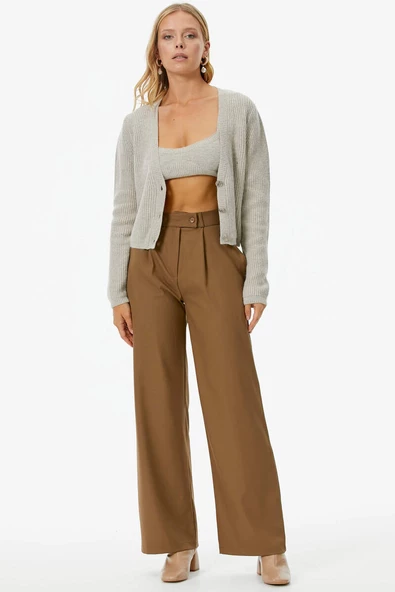 Hırka Atlet İkili Triko Takım - Bej - Resim 2