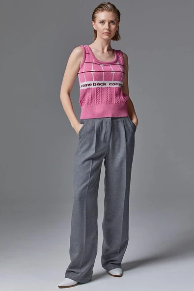 Kare Desenli Triko İkili Hırka Takım - Pembe ürün görseli