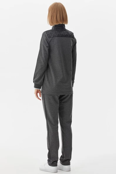 Kapitone Kombinli Dik Yaka Eşofman Takım - Antrasit - Resim 6