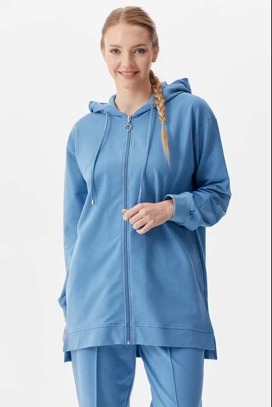 Büyük Beden Tunik Eşofman Takım - Mavi - Resim 4