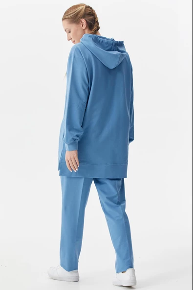 Büyük Beden Tunik Eşofman Takım - Mavi - Resim 6