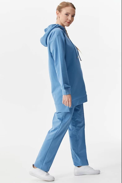 Büyük Beden Tunik Eşofman Takım - Mavi - Resim 5