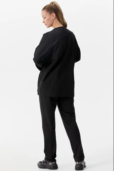 Büyük Beden Taş Detaylı Eşofman Takım - Siyah - Resim 6