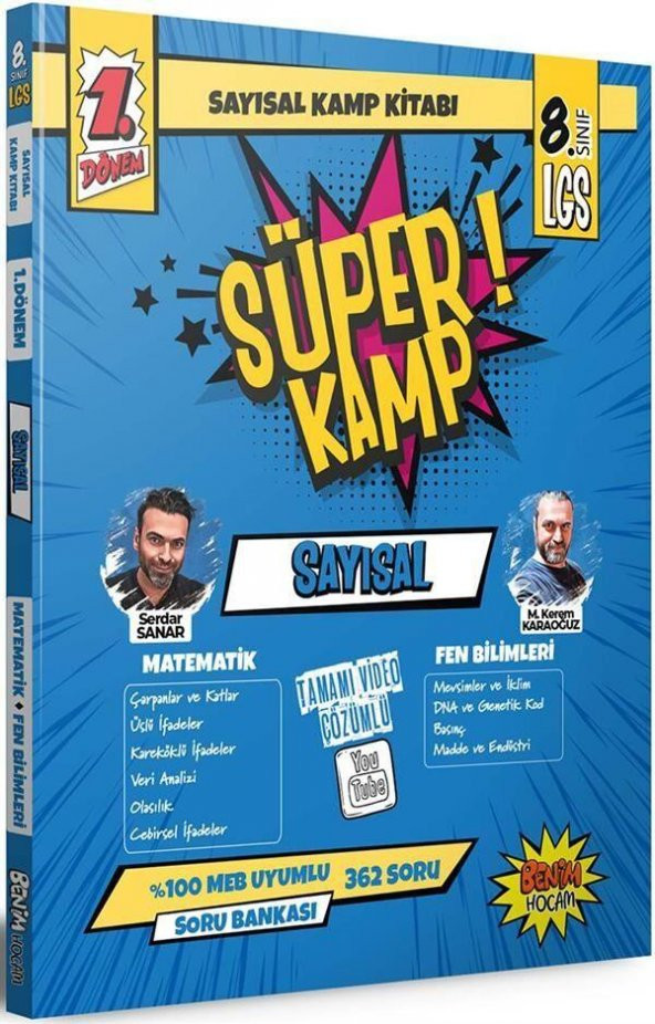 2023 8. Sınıf LGS 1. Dönem Sayısal Süper Kamp Kitabı Benim Hocam