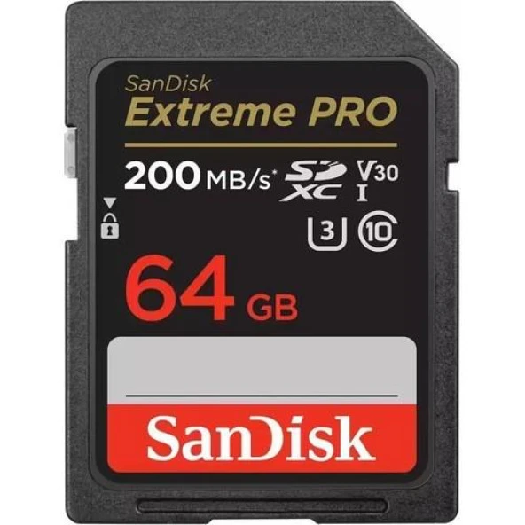 Sandisk Extreme Pro 64GB Sd Hafıza Kartı SDXC 4K U3 V30 200MB SDSDXXU