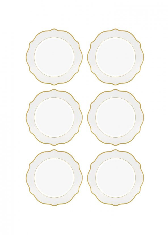 The Mia Jaswely Pasta Tabağı 6 Parça Beyaz 21 Cm