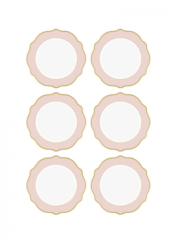 The Mia Jaswely Pasta Tabağı 6 Parça Pembe 21 Cm