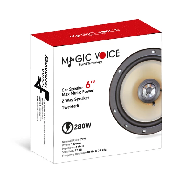 MAGICVOICE TS-613B 6 16 CM 280 WATT ÇİFT YOLLU TWEETERLI TEKLİ OTO HOPARLÖR (YEDEK HOPARLÖR) - 3