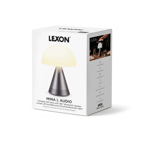 Lexon Mina L Led Lamba ve  Bluetooth Hoparlör Metalik Gri