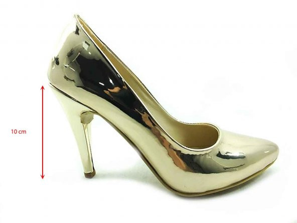 Çarıkçım Stiletto Kadın Ayakkabı Altın-Ayna 61 700 - 5