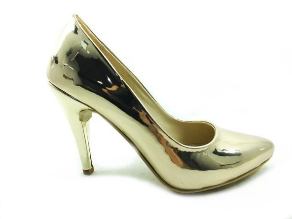 Çarıkçım Stiletto Kadın Ayakkabı Altın-Ayna 61 700