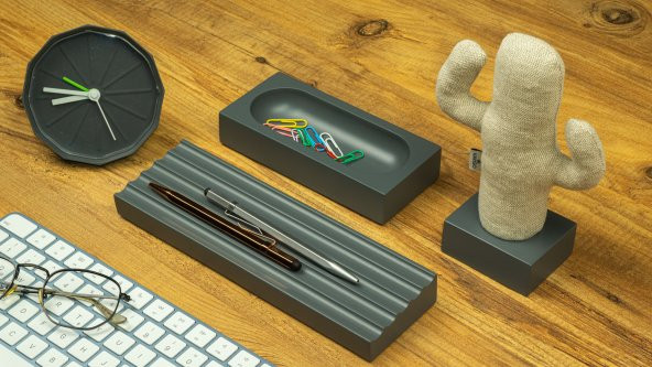 Kayigo Gri Woody Üçlü Ofis Seti- Bej Kaktüs - 2