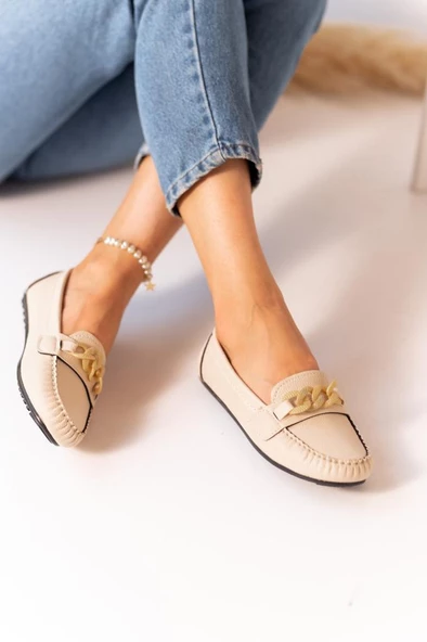 Comfy Renkli Zincir Tokalı Günlük Kadın Babet Ayakkabı - 6