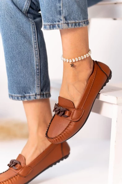 Comfy Renkli Zincir Tokalı Günlük Kadın Babet Ayakkabı - 12