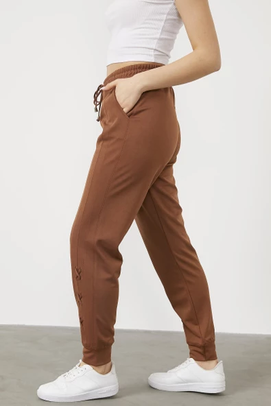 Paça Detaylı Jogger Eşofman Altı - Taba - 4