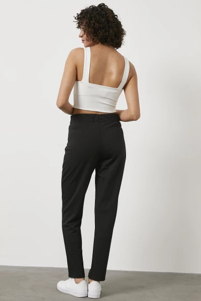 Beli Lastikli Önü İp Detaylı Eşofman Alt - Siyah - Resim 4