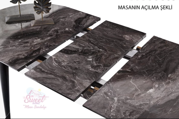 Skala Oval Mdf Açılır Masa Ceviz + 4 Adet Talia Sandalye Takım - 3