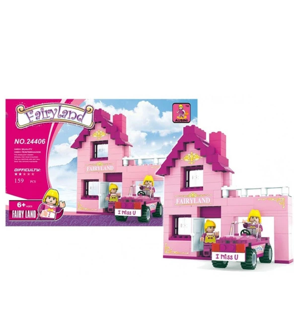 Ausini-Asya Brick 24406 Fairyland Serisi, Arabalı Şato 159 Parça