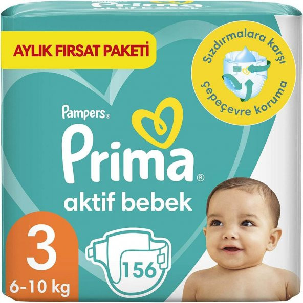 Prima Bebek Bezi Aktif Bebek 3 Beden 156 Adet Aylık Fırsat Paketi PRMAKF3