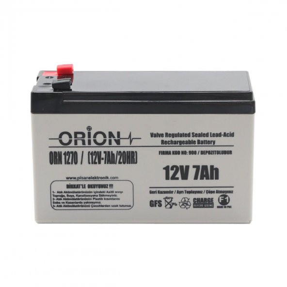 Orion ORN1270 12V 7.0Ah Bakımsız Kuru Akü - 10/2022 Üretim