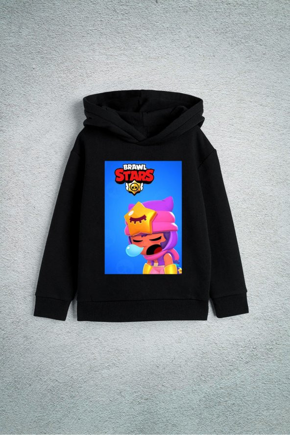 Brawl Stars Sevilen Karakteri Sandy Özel Tasarım Baskılı Çocuk Kapşonlu Sweatshirt