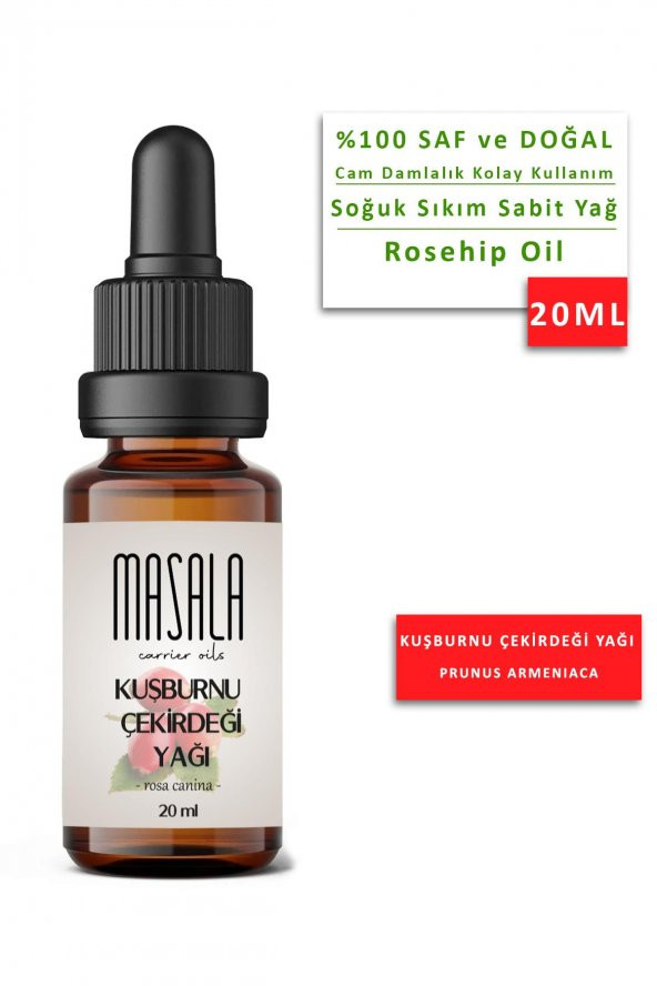 Masala Saf Kuşburnu Çekirdeği Yağı 20 ml. (Rosehip Oil)  Soğuk Pres ürün görseli