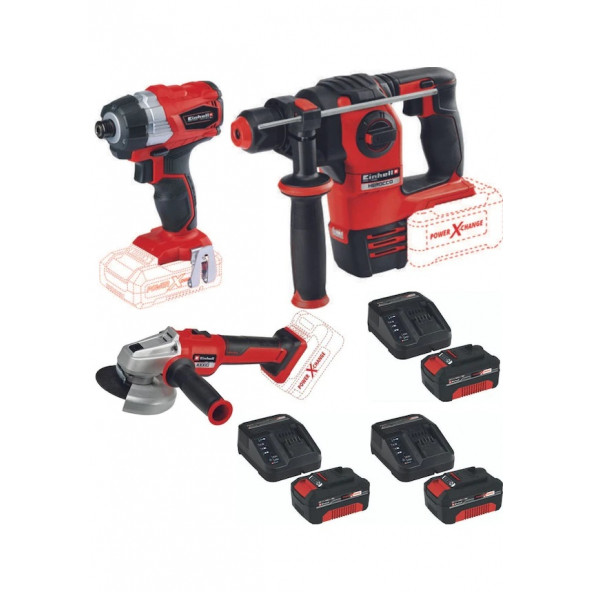 Einhell TE-CI 18 BL Vidalama Axxio 18/115 Herocco 18v 3x4.0ah Set