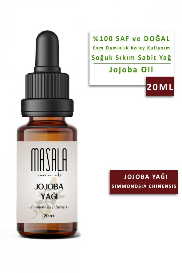 Masala Jojoba Yağı 20 ml. (Jojoba Oil)  Soğuk Pres