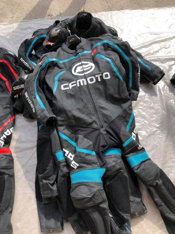 Andes Turkuaz Deri Tek Parça Motosiklet Tulumu 2. El - 4