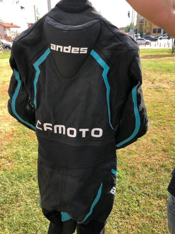 Andes Turkuaz Deri Tek Parça Motosiklet Tulumu 2. El - 5