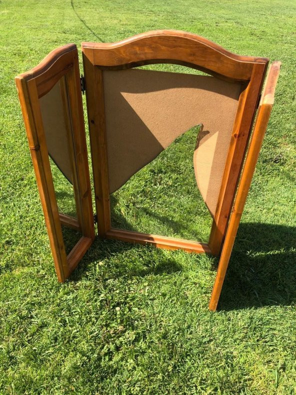 Vintage Ahşap Çerçeveli Kubbeli Katlanır Ayna 132x103cm Hasarlı - 2