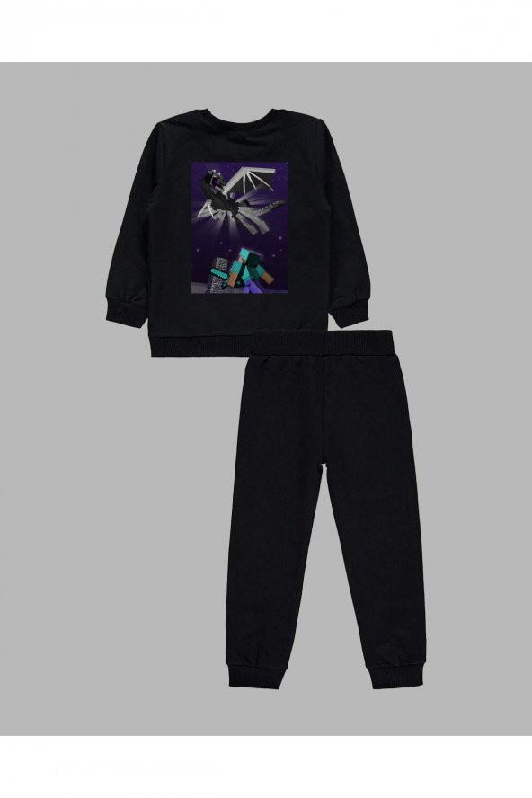 Minecraft Ender Dragon Özel Tasarım Baskılı Çocuk Sweatshirt-Eşofman Takımı