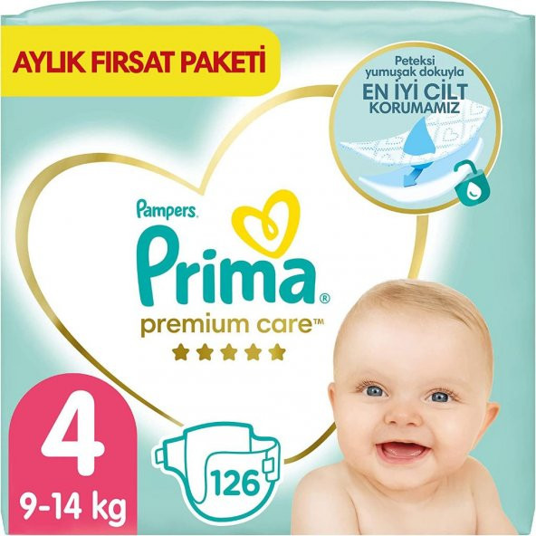 Prima Bebek Bezi Premium Care 4 Beden 126 Adet Maxi Aylık Fırsat Paketi PRMPRMC4