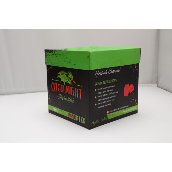 Coco Night (TANITIM FİYATI) 1kg Hindistan cevizi küp nargile kömürü 26mm