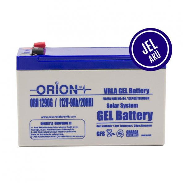 Orion ORN1290G 12V 9Ah Jel Akü