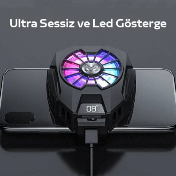 Coofbe RGB Led Işıklı Telefon Isı Göstergeli Telefon Soğutucu Fanı, Ultra Sessiz Soğutucu - 3
