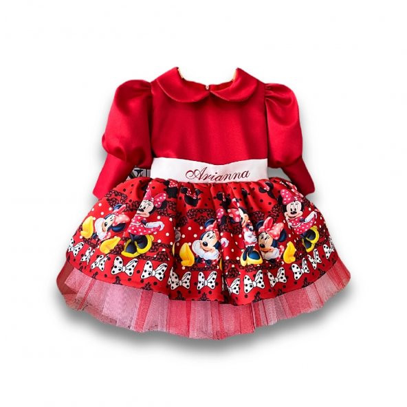 Minnie Mouse Kostüm Tütü Elbise-Kırmızı
