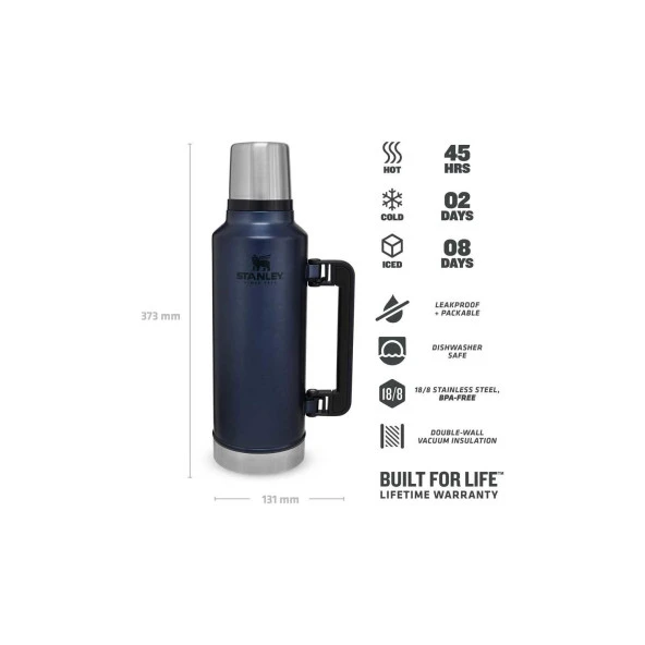 Stanley Klasik Vakumlu Termos 1.9 Lt Lacivert - Resim 3