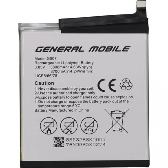 General Mobile Discovery GM9 Pro Batarya G007 Soketli Uyumlu Servis Ürünü Yedek Batarya