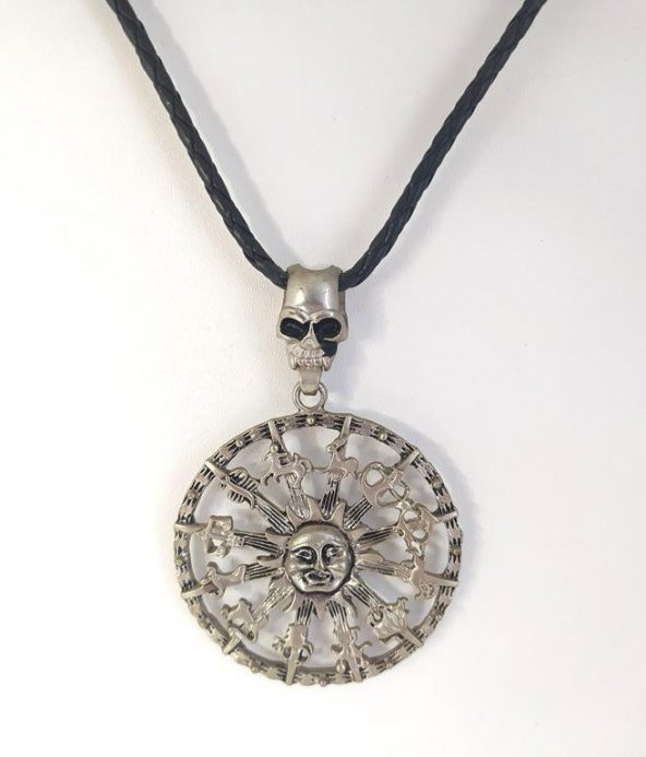 Kolye Maya Takvimi Kuru Kafa Burçlar Kadın Erkek Unisex Kolye Gerdanlık Takı Aksesuar